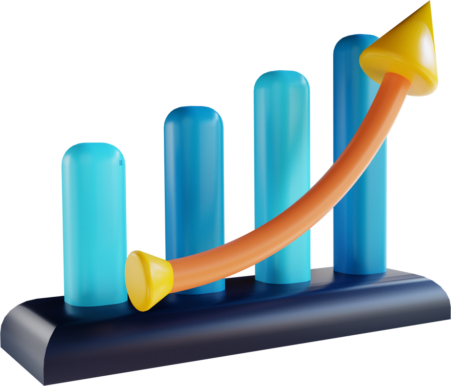 3D illustration graph up